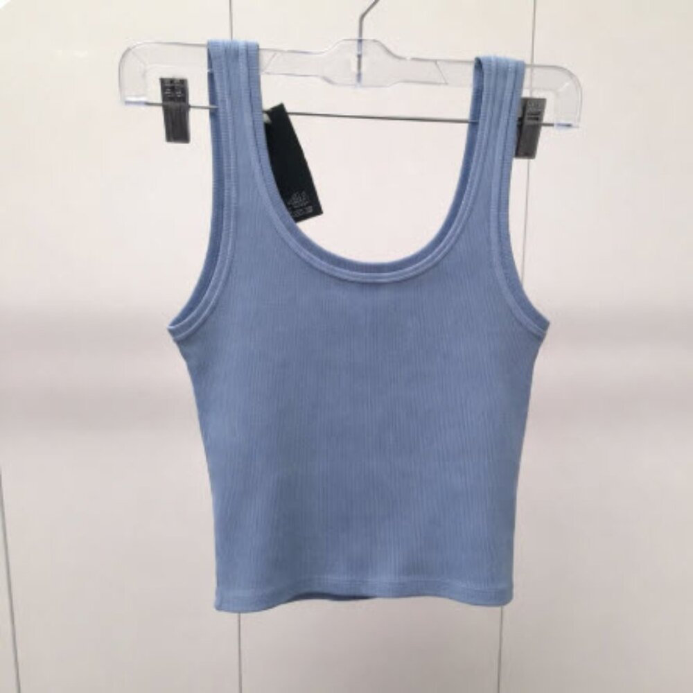 Wild Fable Slate Blue Ribbed Crop Tank Top M NWT‎ - Picture 2 of 4